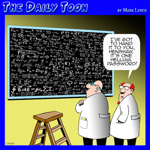 Cartoon: Passwords (medium) by toons tagged complicated,passwords,pin,number,professors,equation,complicated,passwords,pin,number,professors,equation