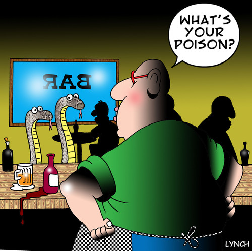 Cartoon: poison (medium) by toons tagged poison,snakes,reptiles,pubs,bars,alcohol