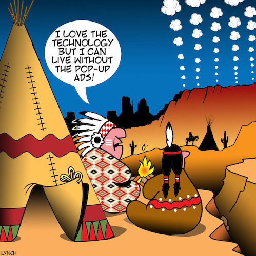 Cartoon: Pop up ads (medium) by toons tagged smoke,signals,pop,up,ads,american,indians,messaging,advertising,history,smoke,signals,pop,up,ads,american,indians,messaging,advertising,history