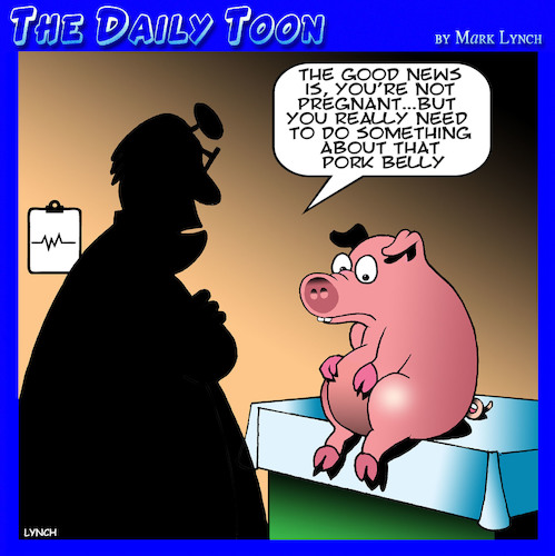 Cartoon: Pork belly (medium) by toons tagged pregnant,pigs,pork,belly,beer,overweight,animals,pregnant,pigs,pork,belly,beer,overweight,animals