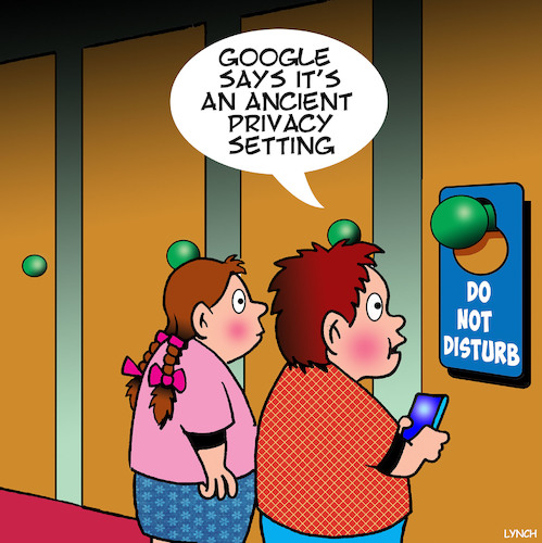 Cartoon: Privacy setting (medium) by toons tagged do,not,disturb,privacy,settings,hotel,foyer,google,search,engines,do,not,disturb,privacy,settings,hotel,foyer,google,search,engines