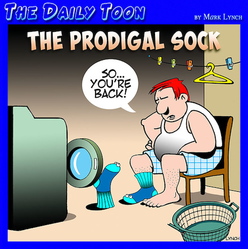 Cartoon: Prodigal son (medium) by toons tagged lost,socks,washing,machines,long,son