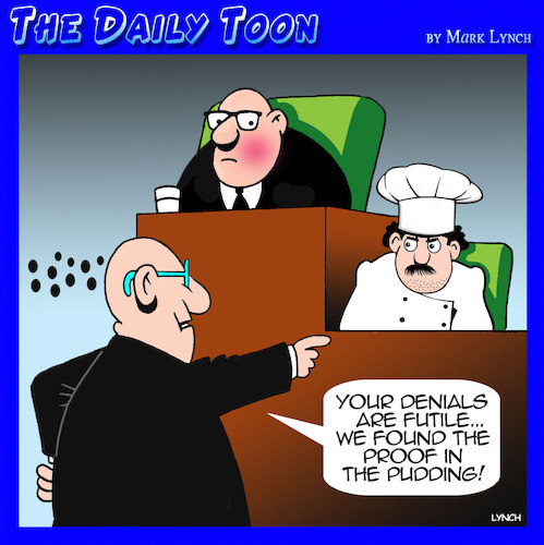 Cartoon: Proof is in the pudding (medium) by toons tagged chef,cook,guilty,plea,pudding,lawyers,courtroom,chef,cook,guilty,plea,pudding,lawyers,courtroom