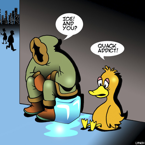Cartoon: Quack addict (medium) by toons tagged drugs,addictions,rehab,crack,addict,ice,ducks,eskimos,animals,birds,drugs,addictions,rehab,crack,addict,ice,ducks,eskimos,animals,birds
