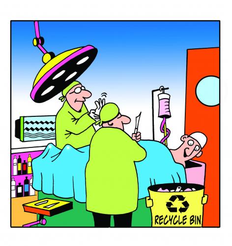 Cartoon: recycle bin (medium) by toons tagged doctors,hospitals,operations,illness,environment,ecology,greenhouse,gases,pollution,earth,day,