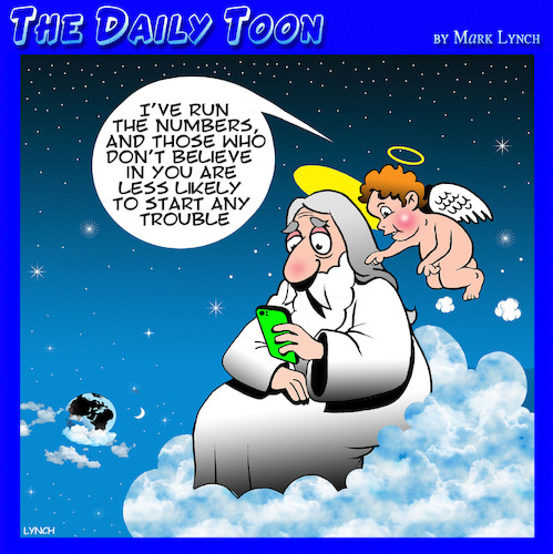 Cartoon: Religious followers (medium) by toons tagged angels,religious,nuts,wars,angels,religious,nuts,wars