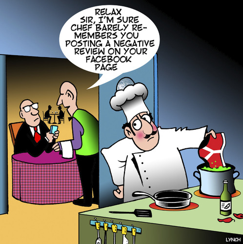 Cartoon: Restaurant review (medium) by toons tagged underpants,facebook,restaurant,reviews,underpants,facebook,restaurant,reviews