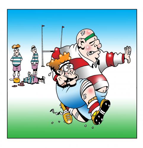 Cartoon: rugby (medium) by toons tagged rugby,union,football,violence,irb,twickenham,cardiff,arms,park,forwards,heineken,cup,six,nations,world