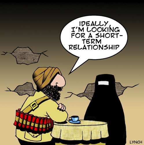 Cartoon: short term relationship (medium) by toons tagged taliban,burqa,suicide,bomber,burka