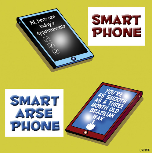 Cartoon: smart arse phone (medium) by toons tagged smart,phone,mobiles,iphone,ipads,communications