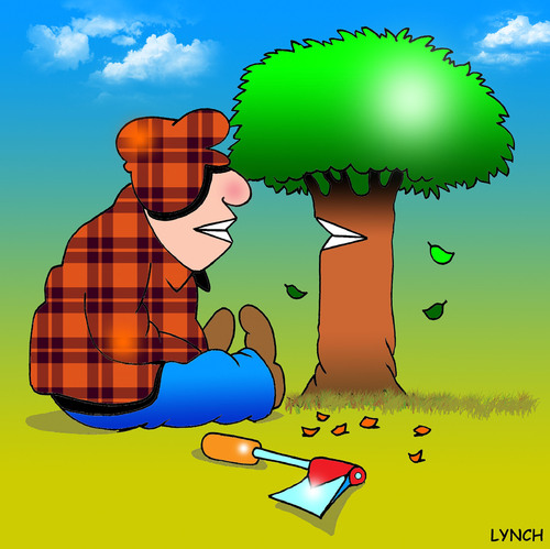 Cartoon: smile (medium) by toons tagged smile,laughter,grin,logging,environment,trees,lumberjack,axe,humour,humor