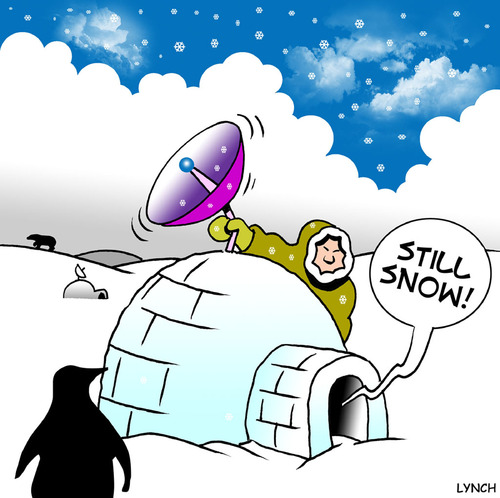 Cartoon: still snow (medium) by toons tagged sattelite,dish,telecommunications,tv,television,eskimos,igloo,dvd,aerials,arctic