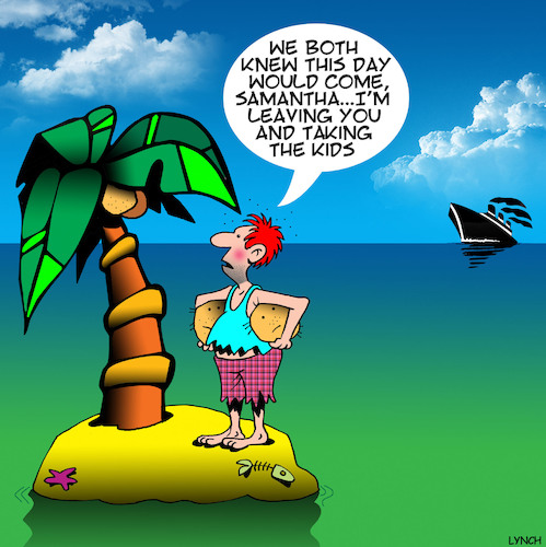 Cartoon: Taking the kids (medium) by toons tagged desert,island,separation,coconuts,rescue,ship,desert,island,separation,coconuts,rescue,ship
