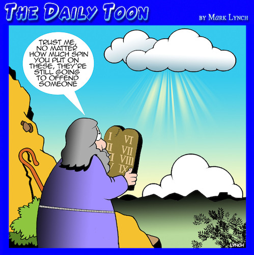 Cartoon: ten commandments (medium) by toons tagged political,correctness,moses,pc,causing,offense,political,correctness,moses,pc,causing,offense