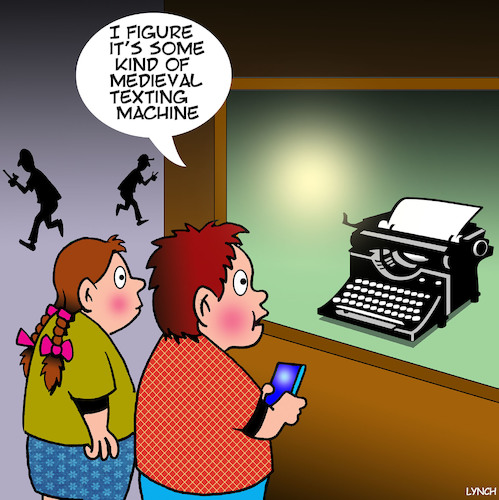 Cartoon: Texting (medium) by toons tagged texting,typewriters,medieval,times,ancient,communicating,texting,typewriters,medieval,times,ancient,communicating