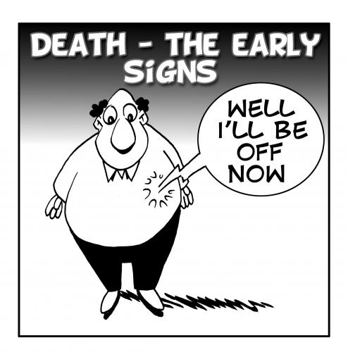 Cartoon: the early signs (medium) by toons tagged death,life,health,afterlife,obese