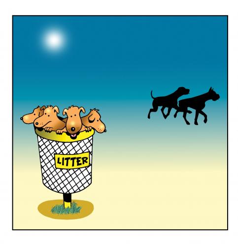 Cartoon: the litter (medium) by toons tagged puppies,litter,dogs,animals,garbage,pedigree