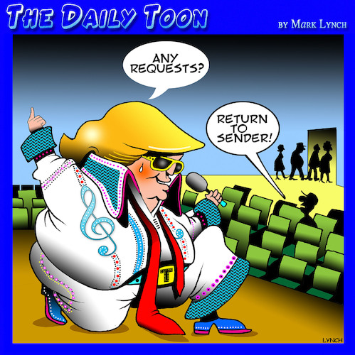 Cartoon: The Trump King (medium) by toons tagged donald,trump,elvis,the,king,impersonator,usa,president,donald,trump,elvis,the,king,impersonator,usa,president