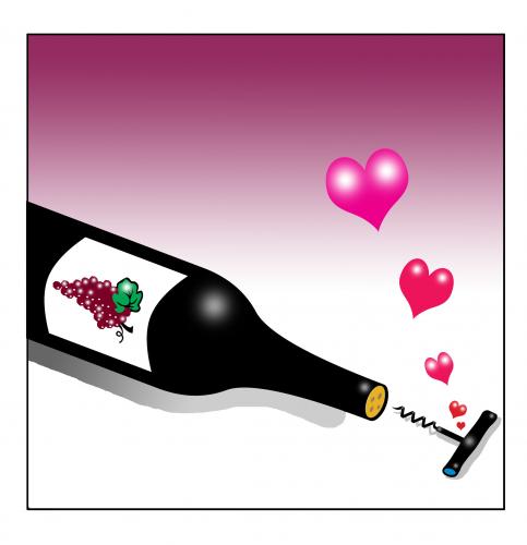 Cartoon: true love (medium) by toons tagged wine,cabernet,corkscrew,love,relationships,shiraz,alcohol,red,benefits,alcoholism,diving