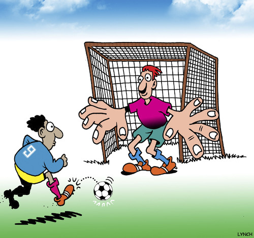 Cartoon: Unfair advantage (medium) by toons tagged football,world,cup,goalie,game,football,world,cup,goalie,game