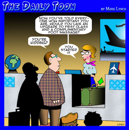 Cartoon: Upgrade (medium) by toons tagged air,travel,frequent,flyer,miles,first,class,upgrade,entightlement,air,travel,frequent,flyer,miles,first,class,upgrade,entightlement