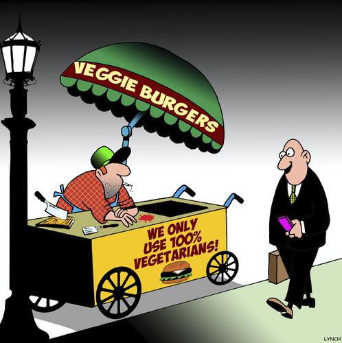 Cartoon: Veggie burgers (medium) by toons tagged vegetarians,vegans,hot,dogs,food,stand,vegetarians,vegans,hot,dogs,food,stand