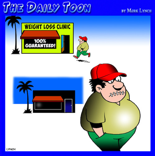 Cartoon: Weight loss clinic (medium) by toons tagged lapband,surgery,weight,loss,obesity,overweight,stop,eating,mouth,stapled,shut,lapband,surgery,weight,loss,obesity,overweight,stop,eating,mouth,stapled,shut