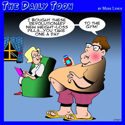 Cartoon: Weight loss pills (medium) by toons tagged gym,weight,loss,pills,exercise,obesity,fat,overweight,gym,weight,loss,pills,exercise,obesity,fat,overweight
