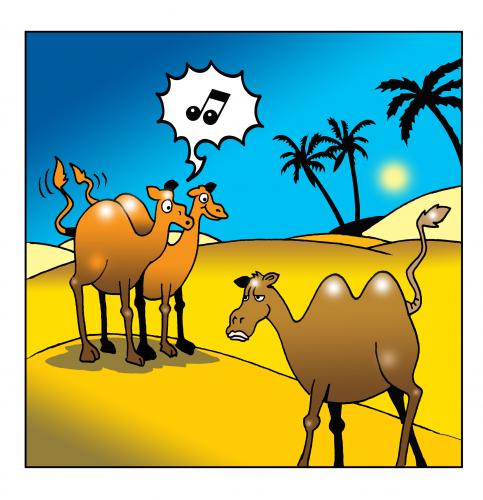 Cartoon: wolf whistle (medium) by toons tagged wolf,whistle,camels,relationships,desert,love,breasts,arabia,bra,harrassment,sexual