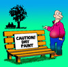 Cartoon: Caution dry paint (small) by toons tagged painting wet paint park bench strolling parks trees relaxation signs paintbrush sticky