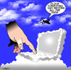 Cartoon: cloud computing (small) by toons tagged cloud,computing,data,protection,hard,drive,computers,laptops,god,heaven,aviation,online
