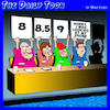 Cartoon: Diving competition (small) by toons tagged staring,at,phones,swimming,judges,holding,up,scores,diving,olympics,sport
