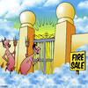 Cartoon: fire sale (small) by toons tagged heaven,hell,devil,angels,religion,sales,god,lucifer,fire,sale