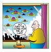 Cartoon: flying saucers (small) by toons tagged flying,saucers,space,tea,drinking,aliens,coffee,ship