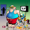 Cartoon: House Hubby (small) by toons tagged house,husband,ironing,working,mum,beer,football,soccer,tv,sports,baby,housework,curlers,alcohol,stay,at,home,dad,work,from