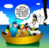 Cartoon: Rock the boat (small) by toons tagged elvis,shipwreck,marooned,rock,and,roll,pop,music,sailors,ships,life,boat,sinking,passengers,survivors,the,king