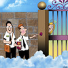 Cartoon: The Mormons are knocking (small) by toons tagged mormons,jehovahs,witness,door,knocking,we,would,like,to,talk,about,jesus