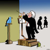 Cartoon: The Songbird (small) by toons tagged conductor,orchestra,birds,busking,band,singing,maestro,baton