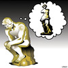 Cartoon: the thoughts of man (small) by toons tagged the,thinker,roden,statues,art,sculpter,venus,de,milo