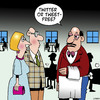 Cartoon: Twitter or non (small) by toons tagged twitter,tweets,restaurants,social,networking,facebook,media