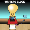 Cartoon: Writers block (small) by toons tagged writers,block,light,bulb,ideas,journalist,creative,writing,author,arts,playwright,publisher,no