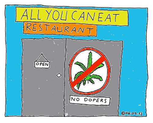 Cartoon: All you can eat (medium) by Müller tagged allyoucaneat,restaurant,cannabis