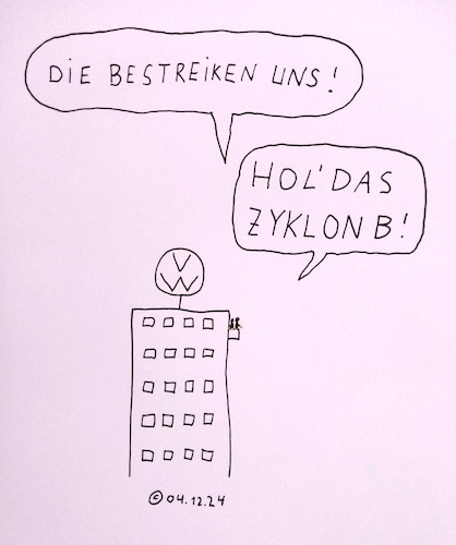 Cartoon: Die bestreiken uns! (medium) by Müller tagged vw,streik,zyklonb