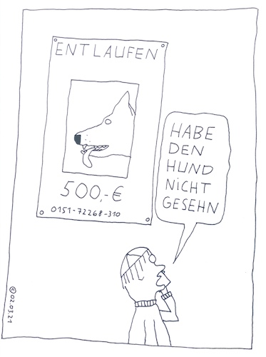 Cartoon: Entlaufen (medium) by Müller tagged hund,entlaufen,belohnung