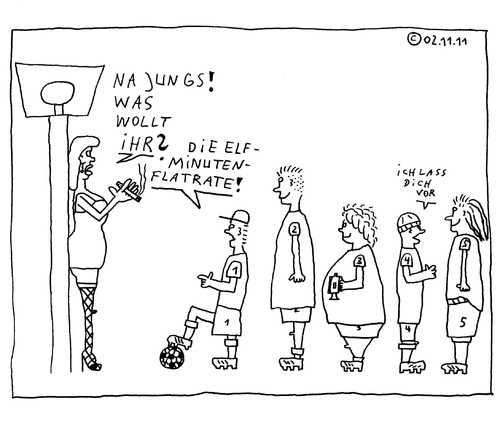 Cartoon: Flatrate (medium) by Müller tagged flatrate,fußballmannschaft,neugier