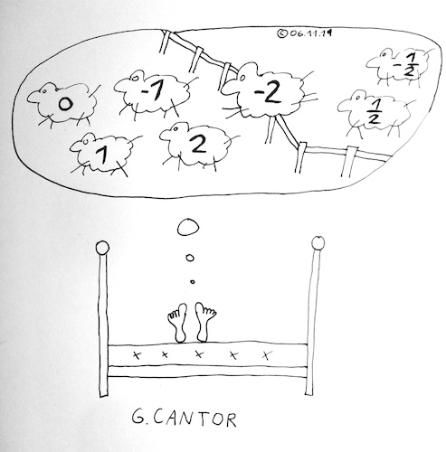 Cartoon: G. Cantor (medium) by Müller tagged cantor,schlaflos,imbett,schafezählen
