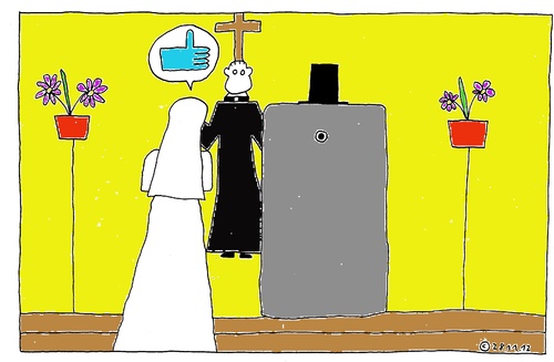 Cartoon: i like (medium) by Müller tagged ilike,smartphone,handy,marriage,heiraten,hochzeit,marry