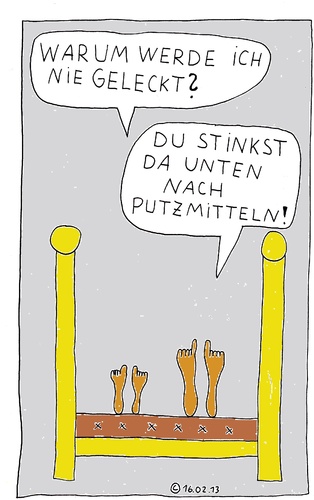 Cartoon: Im Bett 21 (medium) by Müller tagged im,bett,bed,lecken,geruch,smell