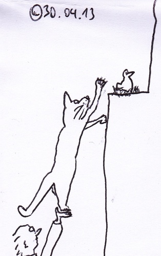 Cartoon: Katzenfutter (medium) by Müller tagged katzenfutter,catfood,katze,cat,vogel,bird