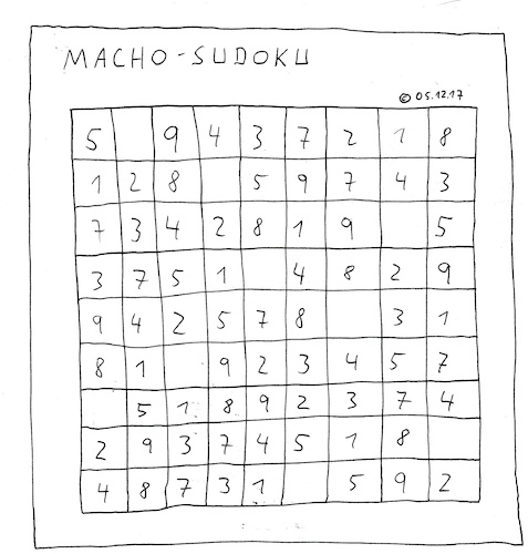 Cartoon: Macho-Sudoku (medium) by Müller tagged sudoku,macho
